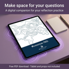 Microdosing FAQs PDF on a tablet beside a blank notepad and pen; tablet and props not included.